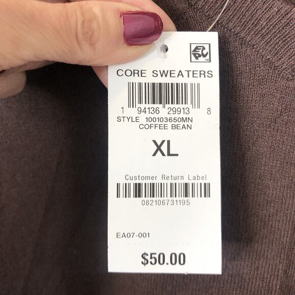 Alfani NWT Men's Long Sleeve V-Neck Sweater in Coffee Bean Size XL - Picture 3 of 8